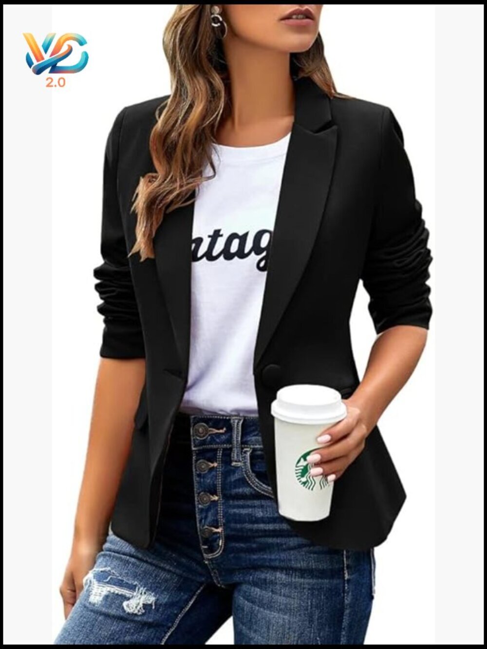 Slim Fit Blazer Jacket Long Sleeve Lapel Button Office Work Casual